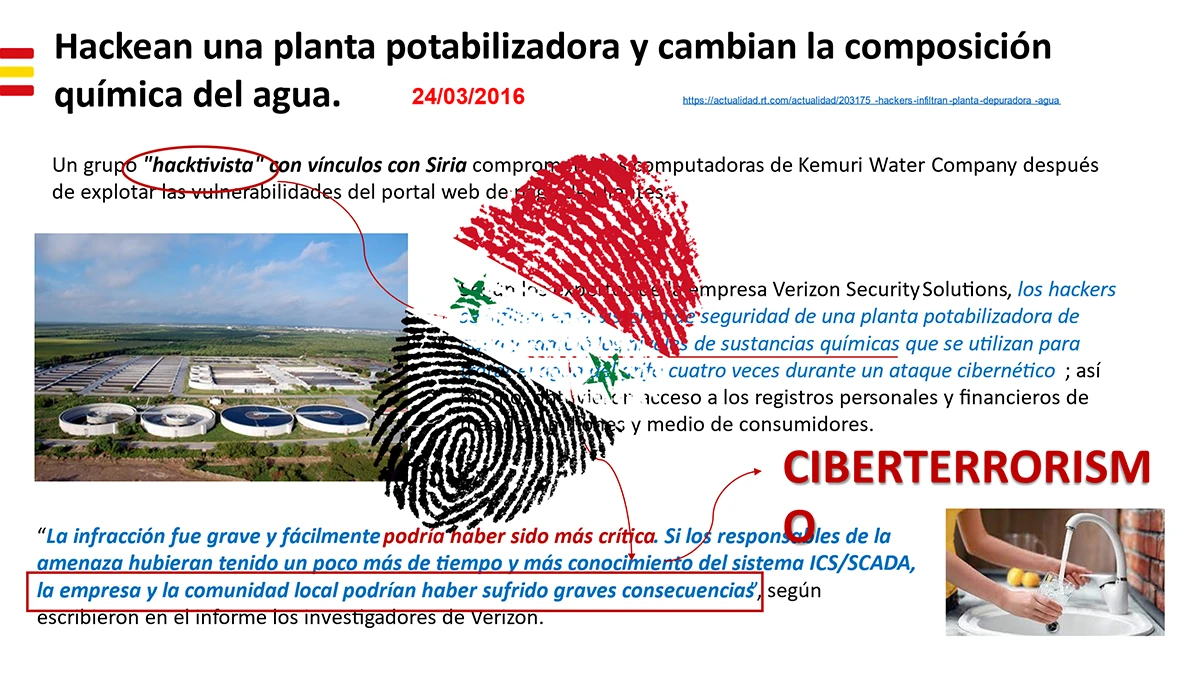 Ciberataque a una planta potabilizadora para cambiar la química del agua.